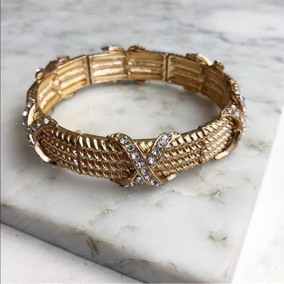 Jewelry - 5 for $25 SALE Gold Strechy  X Statement Bracelet